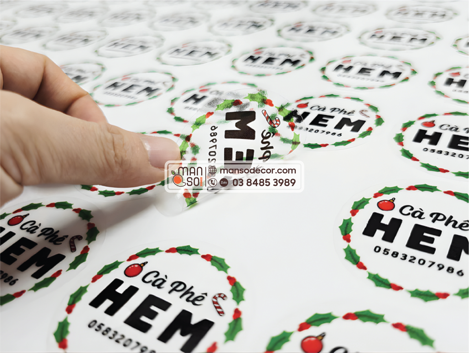 In Decal Decal nhựa trong thường được dùng để dán ly, tem nhãn trang trí.