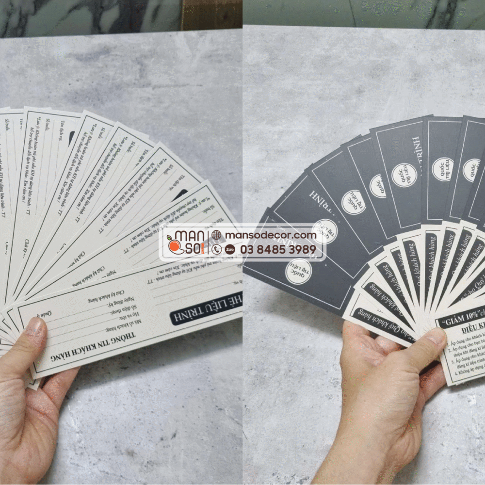 thẻ liệu trình Quy trình đặt in thẻ spa theo yêu cầu