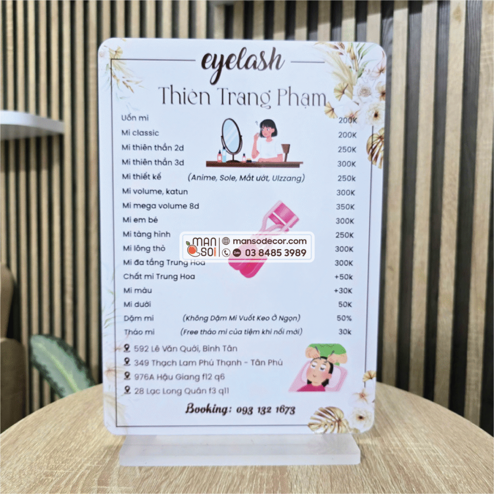 in menu Để bàn in menu Để bàn