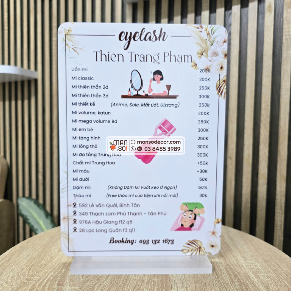 in menu Để bàn in menu Để bàn