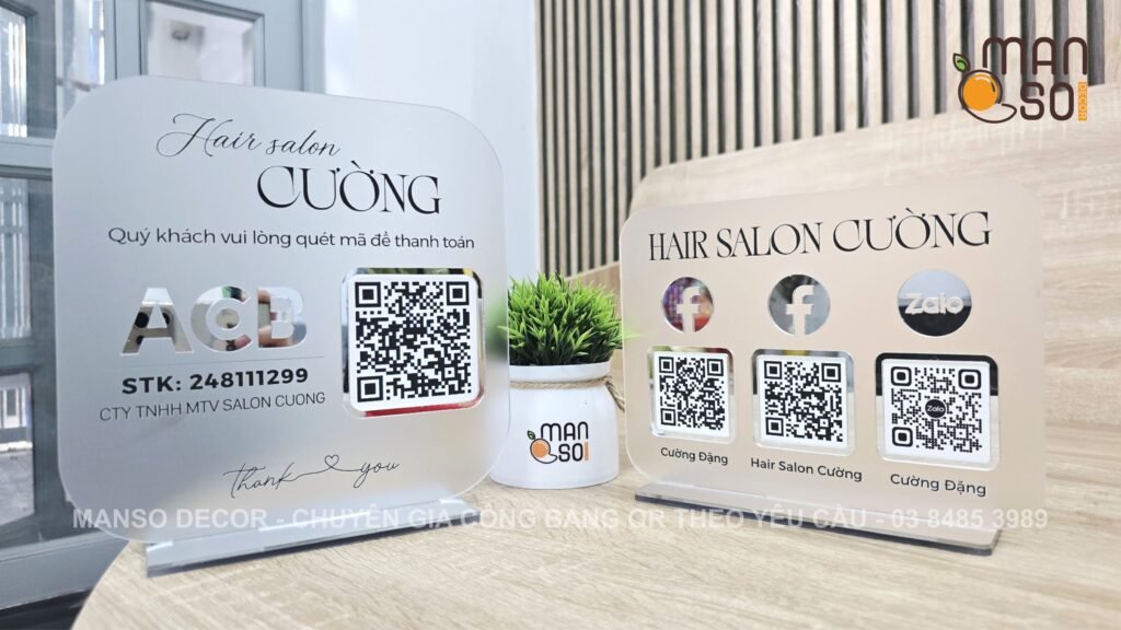 In Bảng Quét Mã QR Theo Yêu Cầu Đẹp, Chuyên Nghiệp, Giá Rẻ bang qr de ban sang trong